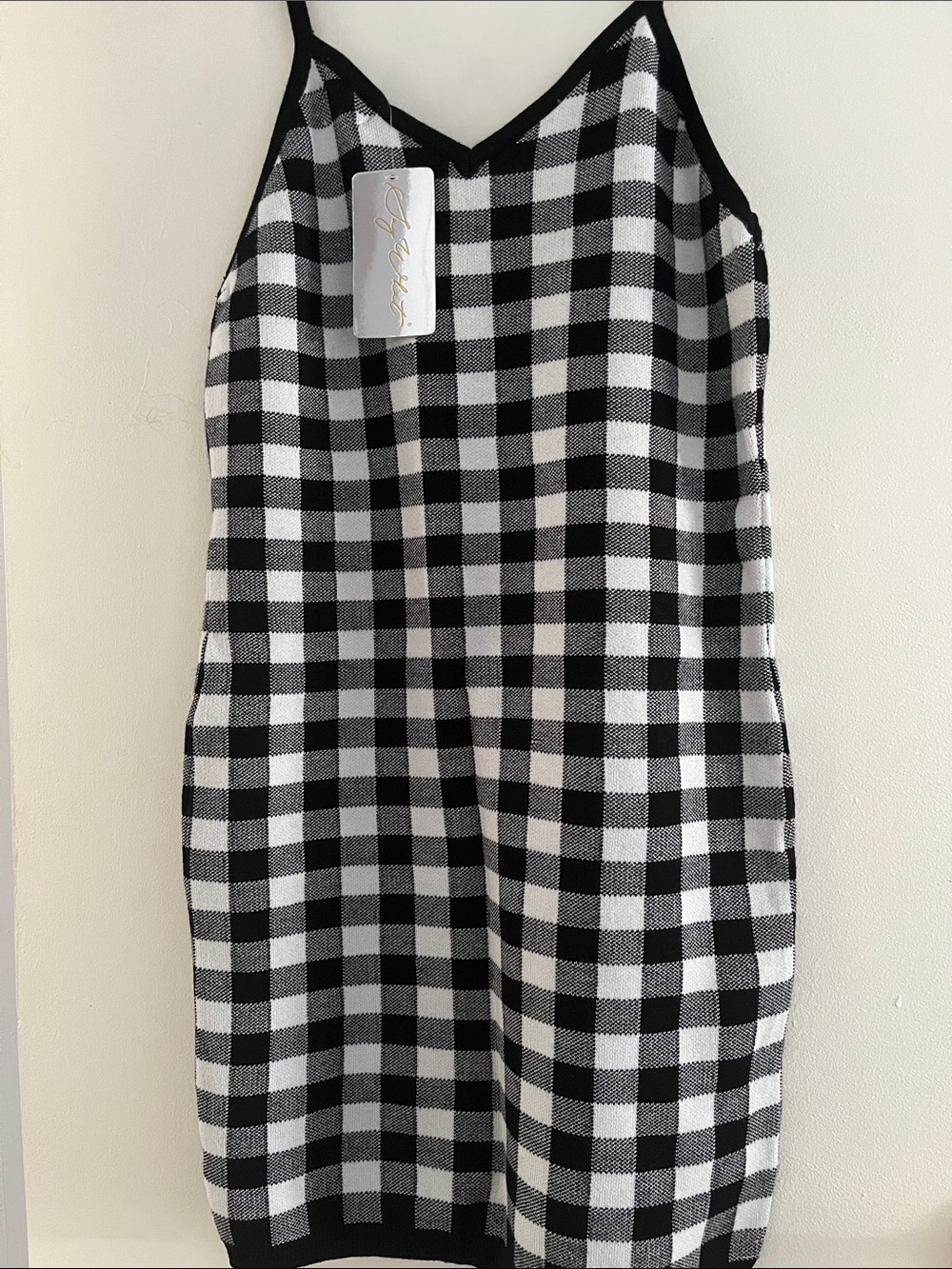 Checkered spaghetti strap dress